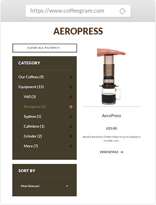 Coffeegram website aeropress product