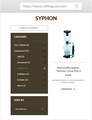 Coffeegram website syphon product