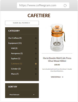 Coffeegram website cafetiere product