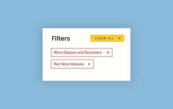Cranville wines sort filters example 1