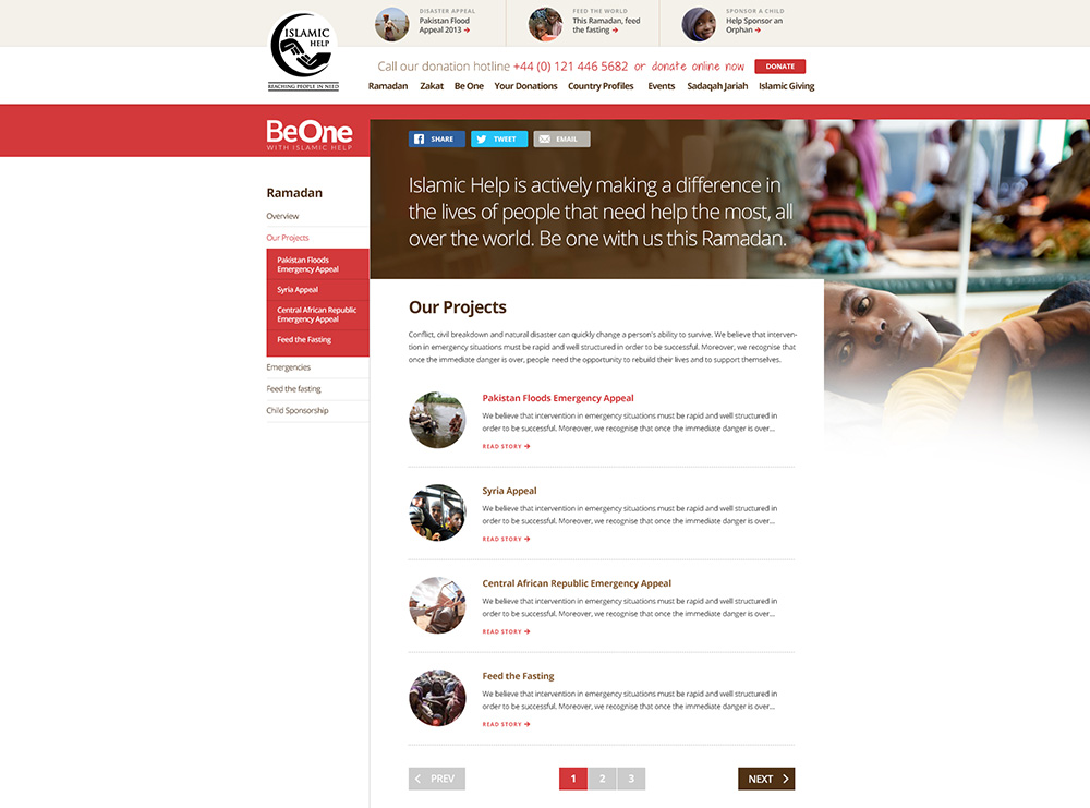 Islamic help website design screenshot
