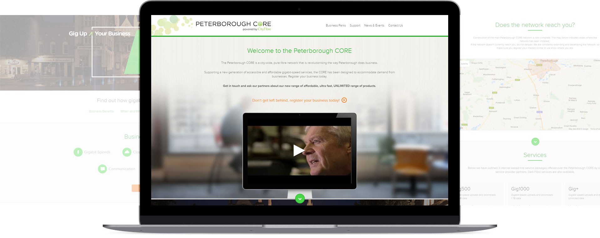 Peterborough Fibre website on macbook