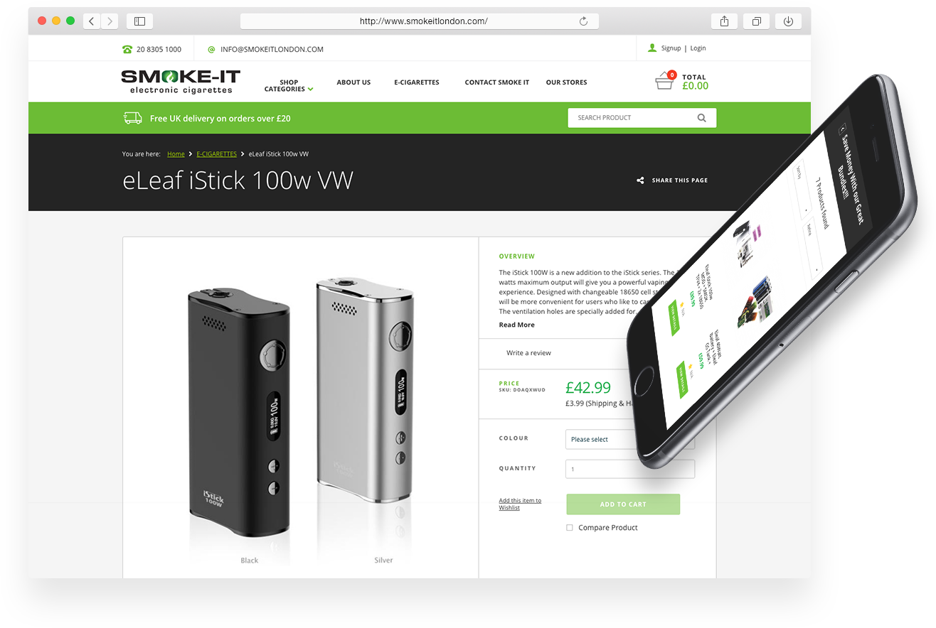 SMOKE-IT Ecommerce product page screenshot