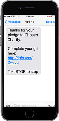 Donations SMS screengrab view