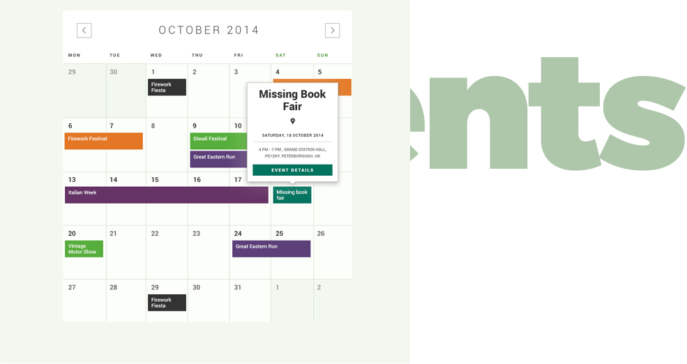 Localgov events calendar screenshot